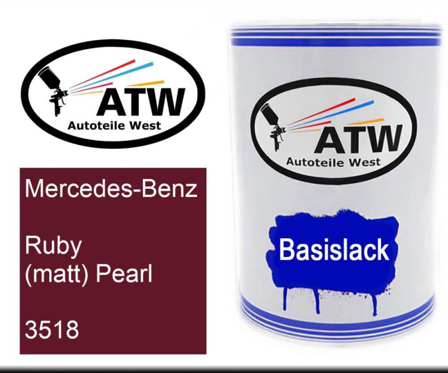 Mercedes-Benz, Ruby (matt) Pearl, 3518: 500ml Lackdose, von ATW Autoteile West.